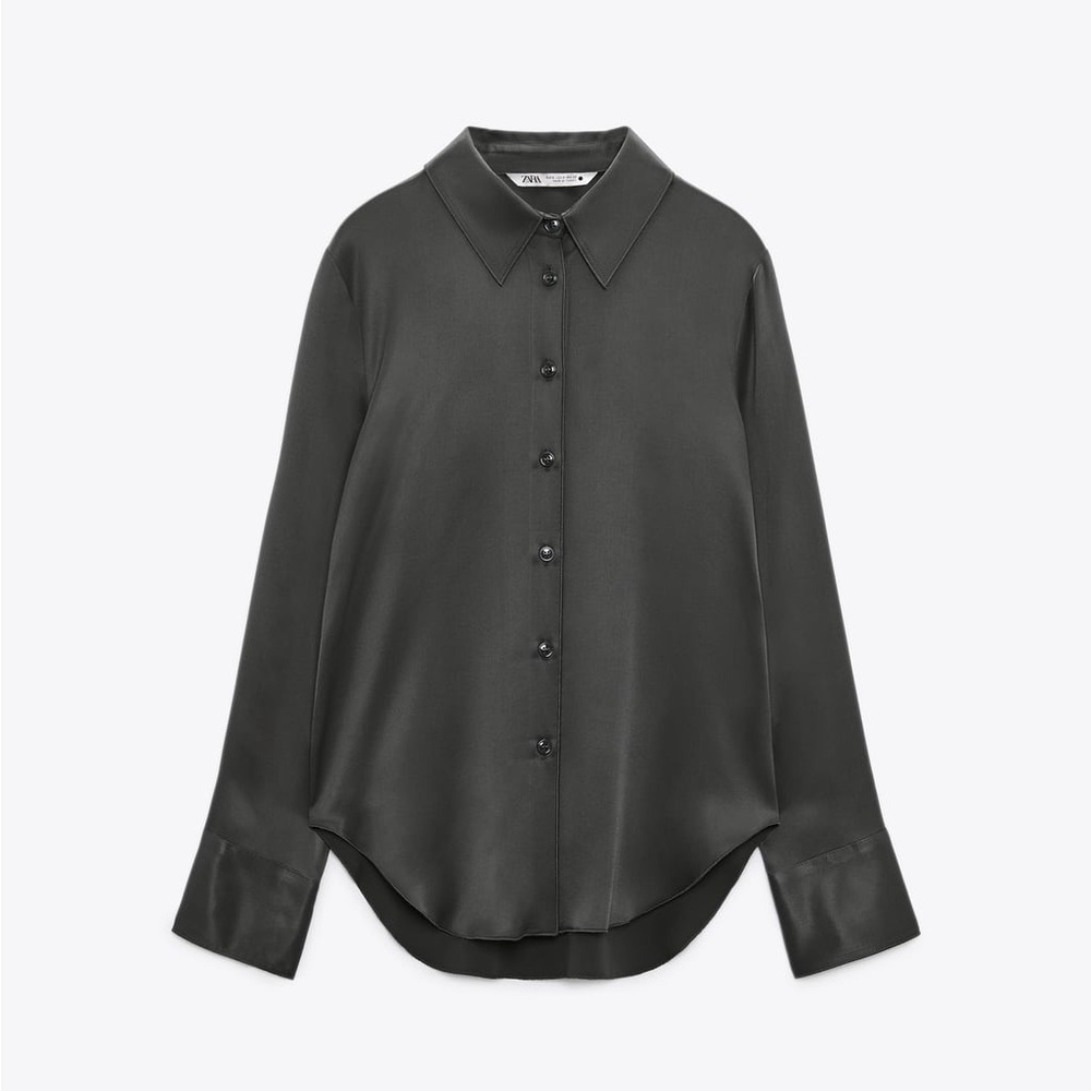 Zara size small thick satin button down shirt